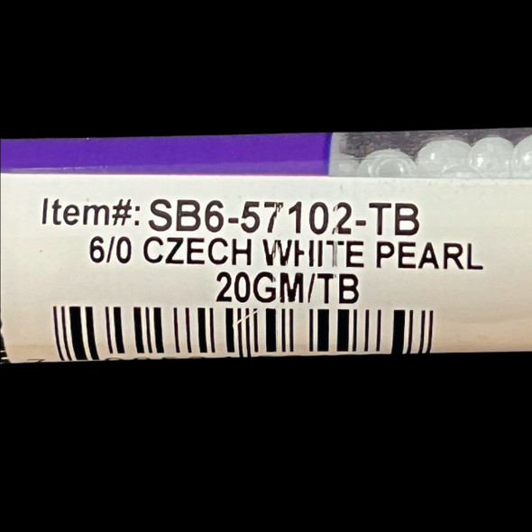 Seed Beads, 6/0 Czech, Round, White Pearl, 20 gram Tube
