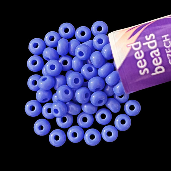 Seed Beads, 6/0 Czech, Round, Light Royal Blue, 20 gram Tube