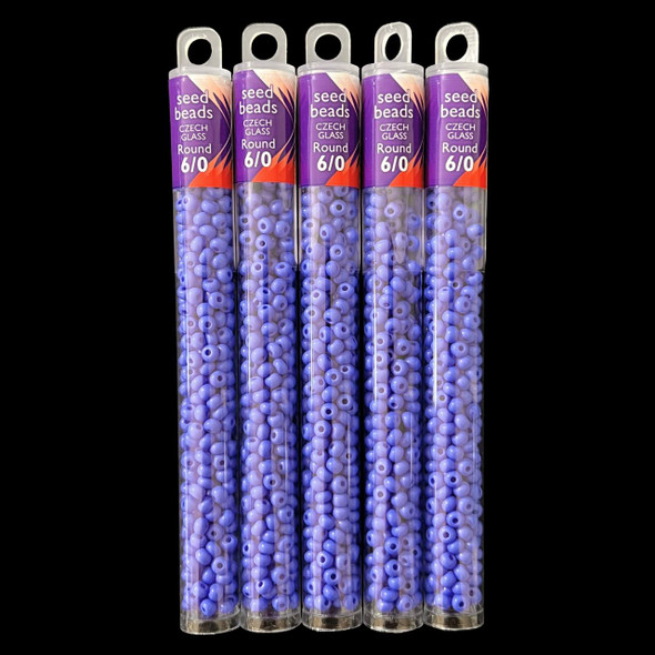 Seed Beads, 6/0 Czech, Round, Light Royal Blue, 20 gram Tube