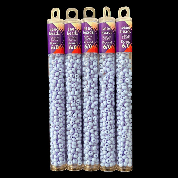 Seed Beads, 6/0 Czech, Round, Powder Blue, 20 gram Tube