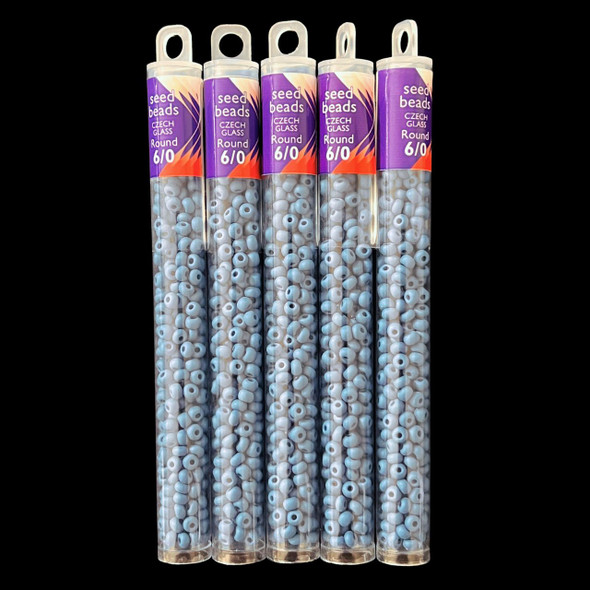 Seed Beads, 6/0 Czech, Round, Opaque Denim, Matte, 20 gram Tube