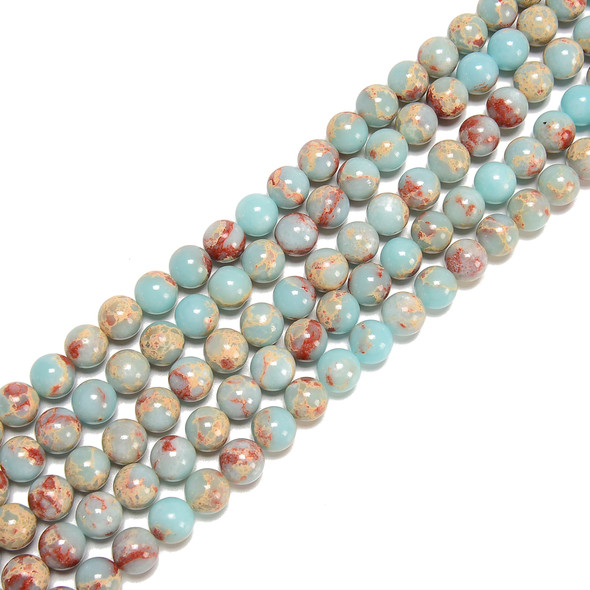 Impression Jasper, Blue, Dyed, Smooth Round, One 12mm Strand