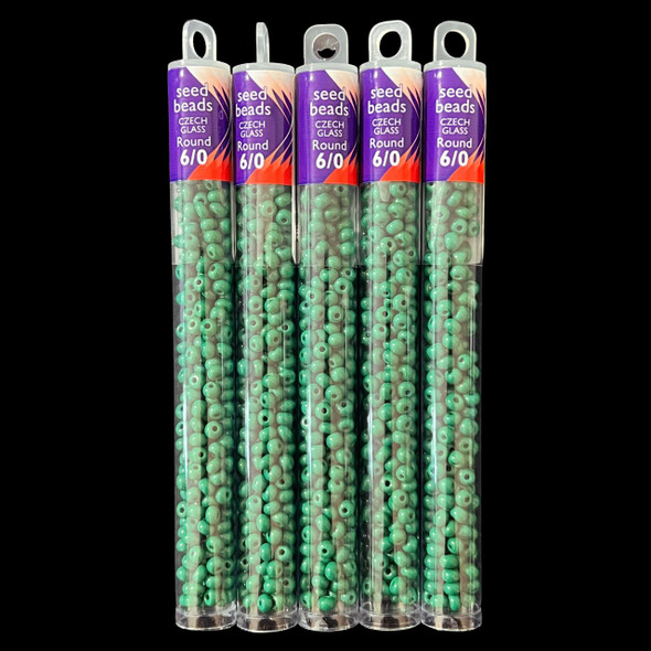 Seed Beads, Czech, Round, 6/0, Forest Green OP, 20g Tube