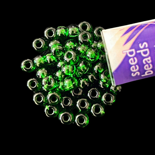 Seed Beads, Czech, Round, 6/0, Green Transparent, 20g Tube