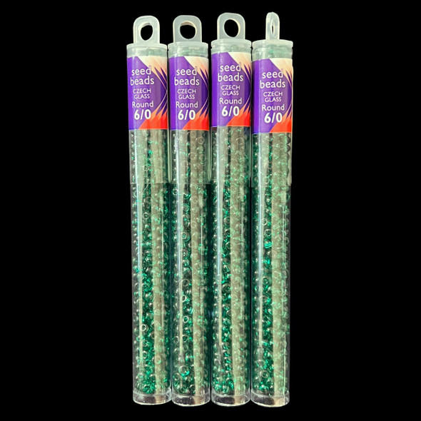 Seed Beads, Czech, Round, 6/0, Emerald, 20g Tube