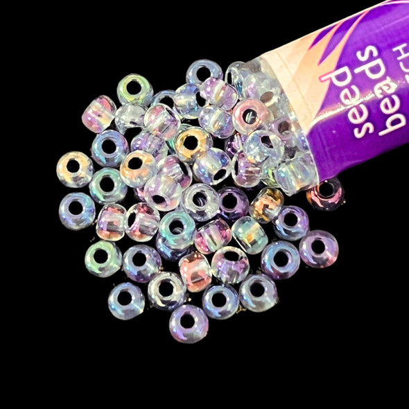 Seed Beads, Czech, Round, 6/0, Crystal Black C/L AB, 20g Tube