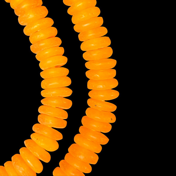 African Glass, Recycled, Rondelle, Orange, 11x3mm, 20in Strand