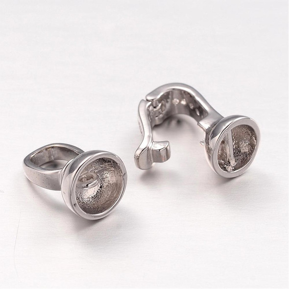 Fold Over Clasp, 23x8mm, Brass, Platinum Plated, Cubic Zirconia, 1 Set