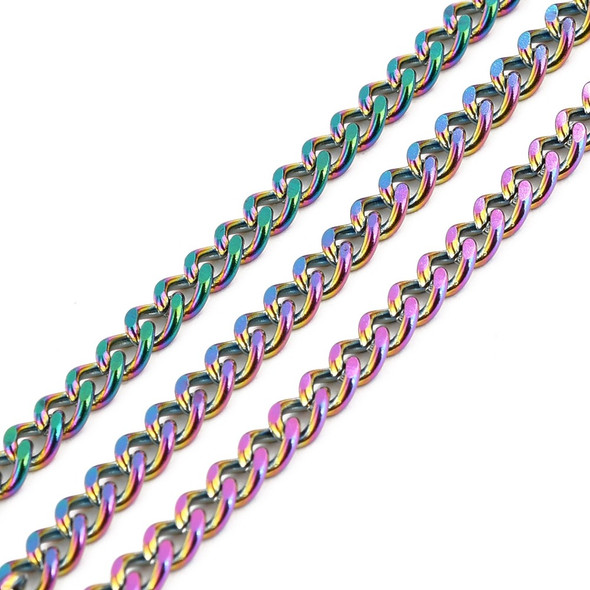 Stainless Steel Chain, Cuban Link, 5x3.5mm, 3.3 ft.