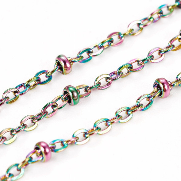 Stainless Steel Chain, Rainbow, 1.5mm, Satellite, Soldered, 3.3 ft.
