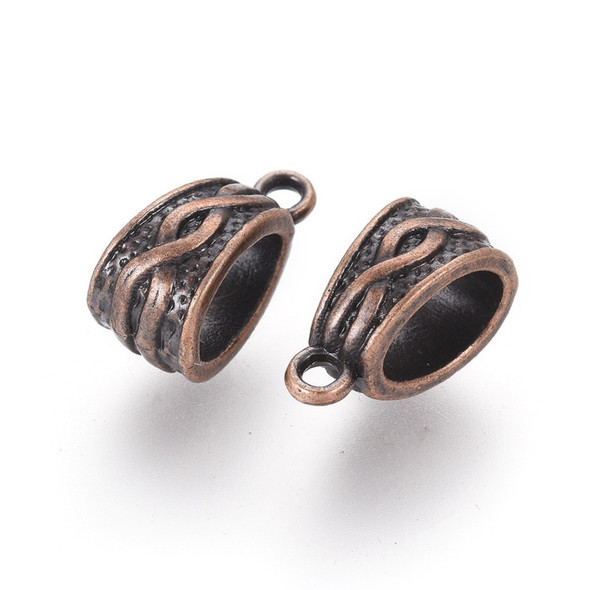 Hang Bails, Tibetan Style, 14x8mm, Metal Alloy, Antique Copper, 20 PCS