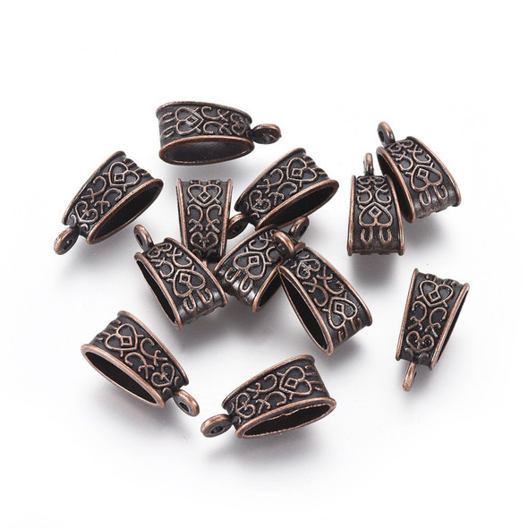 Hang Bails, Tibetan Style, 19x9mm, Metal Alloy, Antique Copper, 20 PCS