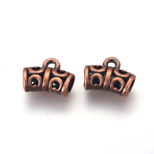 Hang Bails, Tibetan Style, Tube, 10x12x6mm, Metal Alloy, Antique Copper, 20 PCS