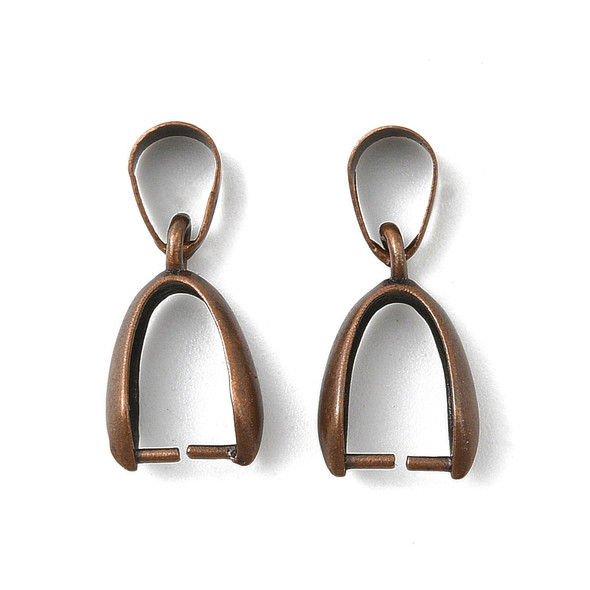 Pinch Bails, 14x7mm, Brass Core, Antique Copper, 20 PCS