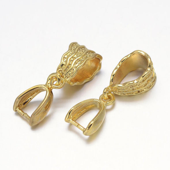 Pinch Bails, 25x8mm, Brass Core, Golden, 6 PCS