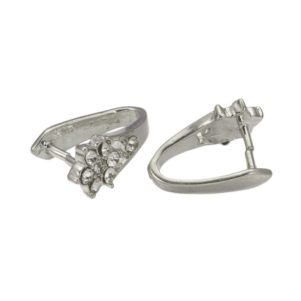 Pinch Bails, 14x7mm, Brass Core, Silver w/ Rhinestone, 7 PCS