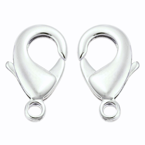Lobster Claw Clasp, 9x15mm, Copper, 14K White Gold Plated, 10 PCS