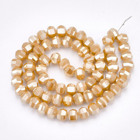 Lantern Shape, Faceted, Glass, Butterscotch, 8x6mm, One 18in Strand