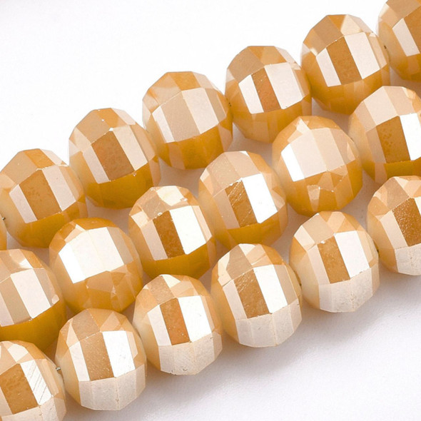 Lantern Shape, Faceted, Glass, Butterscotch, 8x6mm, One 18in Strand