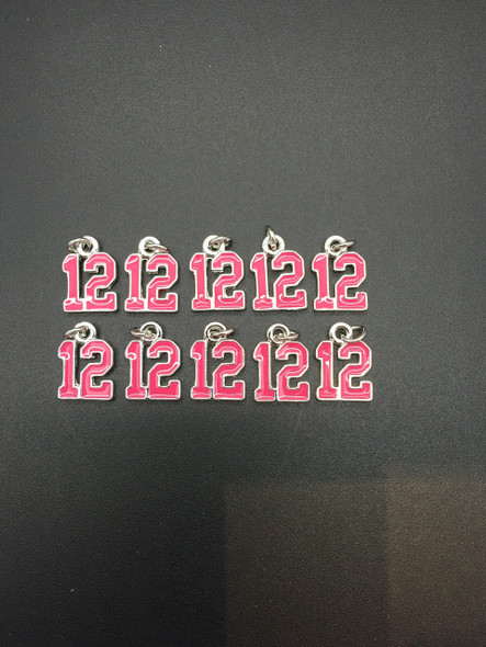 #12 Pink Enamel Charm, 17x12mm, 10 pieces