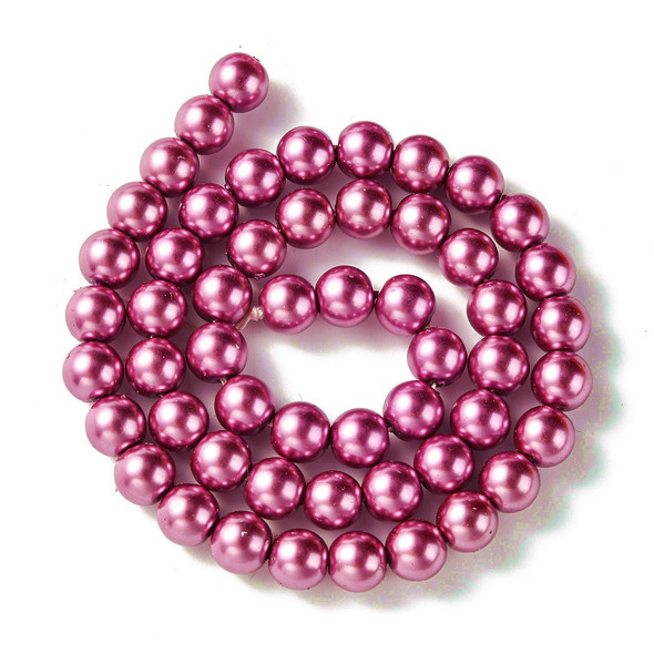 Glass Pearls, Amaranth, In Sizes 4mm, 6mm & 8mm, One 15in Strand