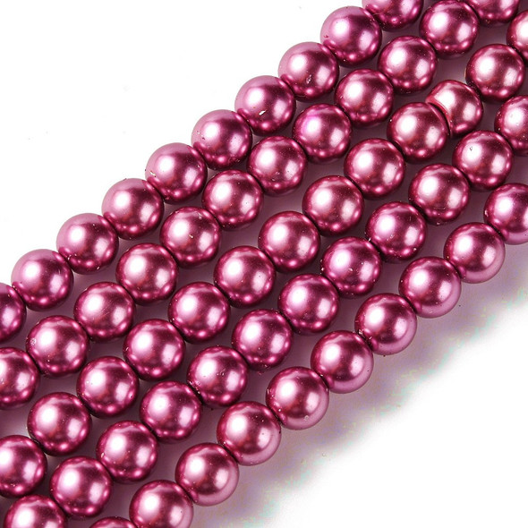 Glass Pearls, Amaranth, In Sizes 4mm, 6mm & 8mm, One 15in Strand