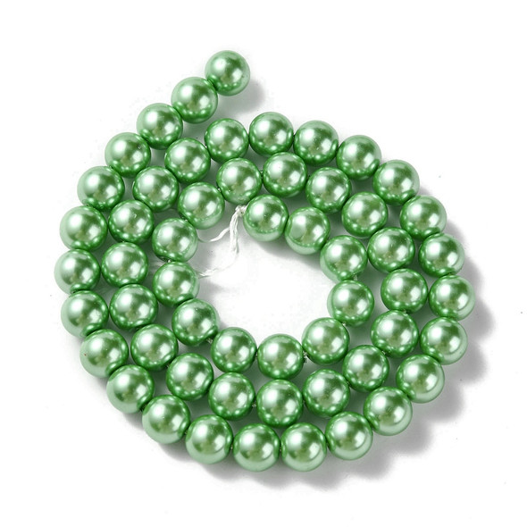 Glass Pearls, Green, 8mm, One 15in Strand