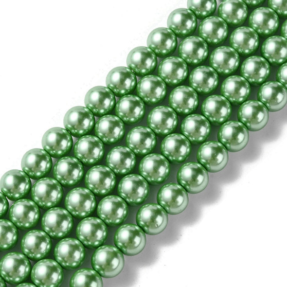 Glass Pearls, Green, 8mm, One 15in Strand