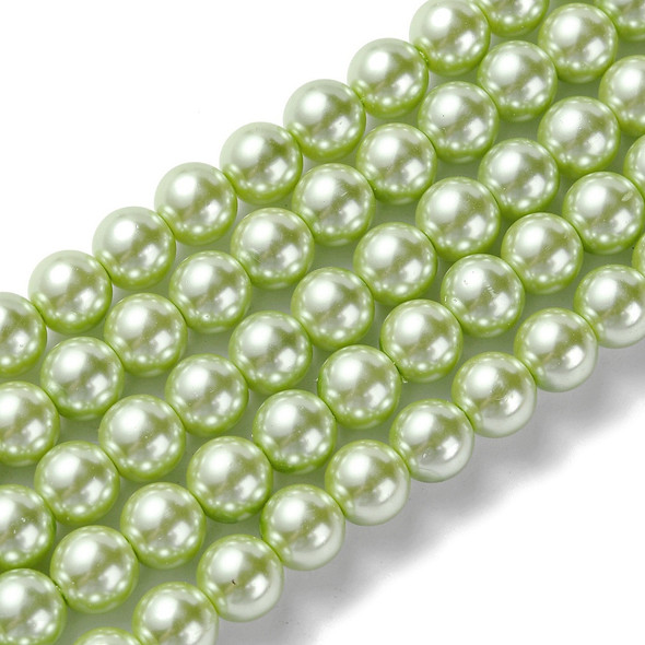 Glass Pearls, Light Green, 8mm, One 15in Strand