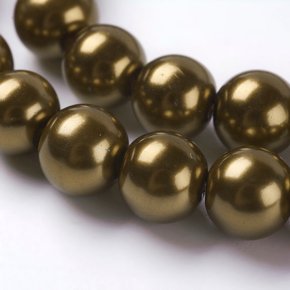 Glass Pearls, Bronze, 8mm, One 15in Strand