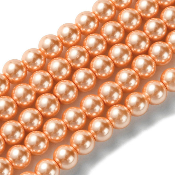 Glass Pearls, Coral, 6mm