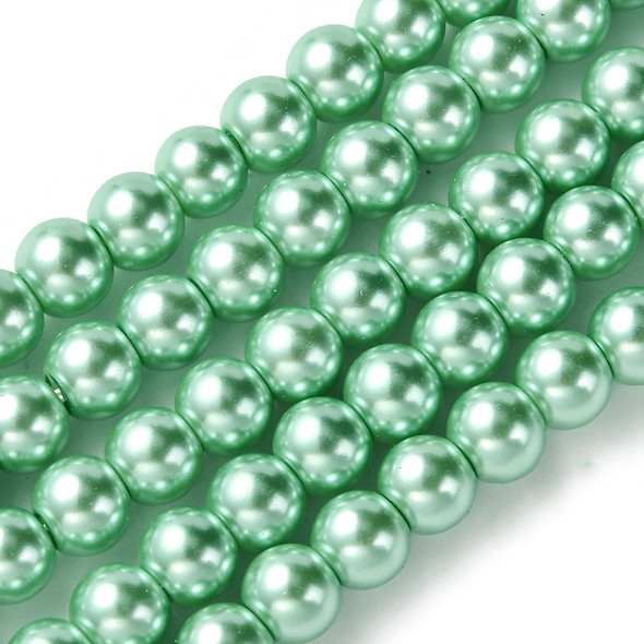 Glass Pearls, Mint Green, 6mm, One 15in Strand