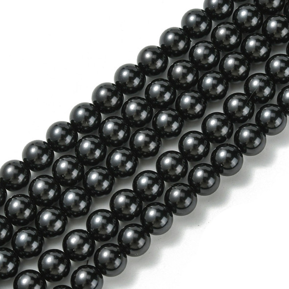 Glass Pearls, Black, In Sizes 4mm, 6mm, 8mm & 10mm