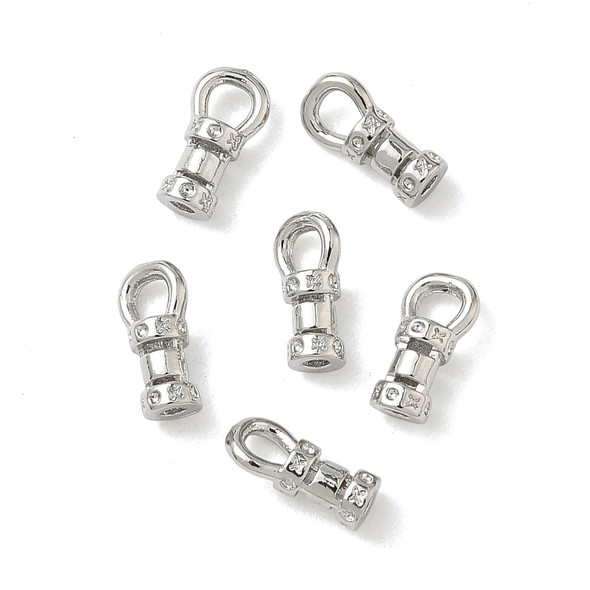 Cord Ends, Column, Brass, Platinum Plated, 7x4x2.5mm, 10 PCS