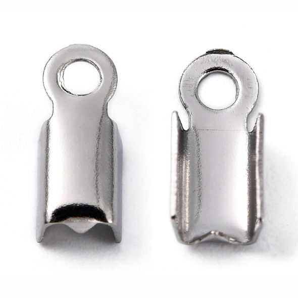 Stainless Steel, Cord Ends, Fold Over Crimp, 9x4x3mm, 30 PCS