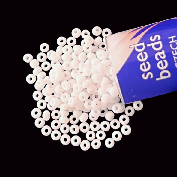 Seed Beads, Czech, Round, 11/0, Chalk, 24g Tube