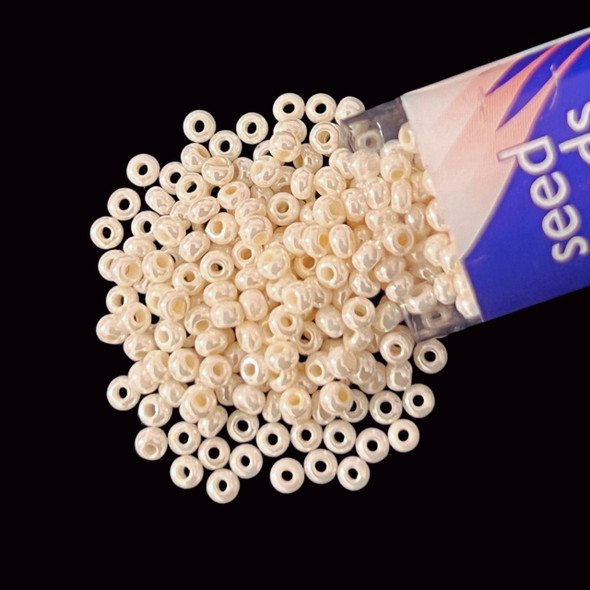 Seed Beads, Czech, Round, 11/0, Light Eggshell, 24g Tube
