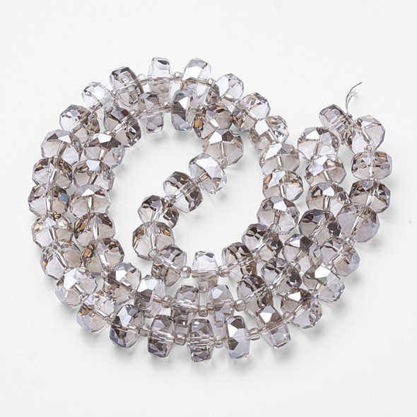 Faceted Rondelle, Glass, Smoky, 10x7mm, One 19in Strand