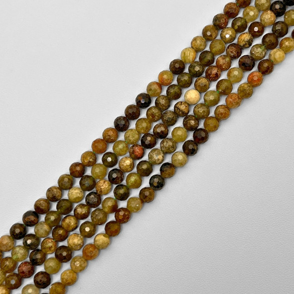 Garnet, Green, Natural, Faceted Round, One 6mm Strand