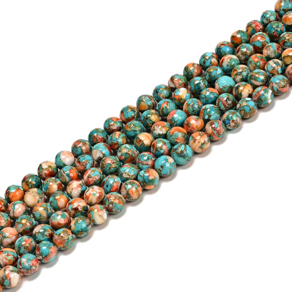 Oyster Copper Turquoise, Composite Gemstone, Natural, Smooth Round, 8mm