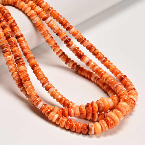 Spiny Oyster, Shell, Natural, Smooth Rondelle, Graduated Sizes, One 5-10mm Strand