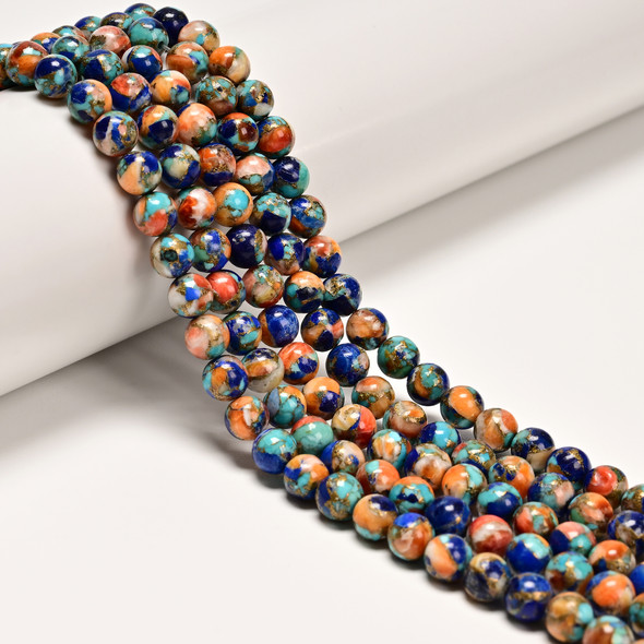 Oyster Copper Turquoise & Lapis, Composite Gemstone, Natural, Smooth Round, 6mm