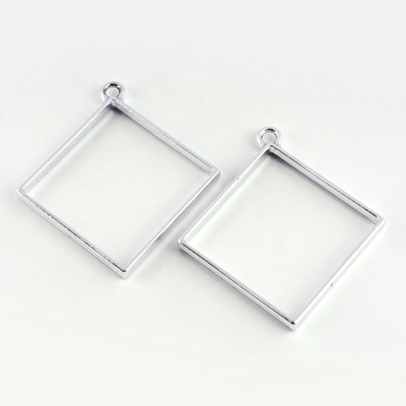 Bezel Pendant, Open Back, Rhombus, Metal Alloy, 48x44x3.5mm, 6 PCS