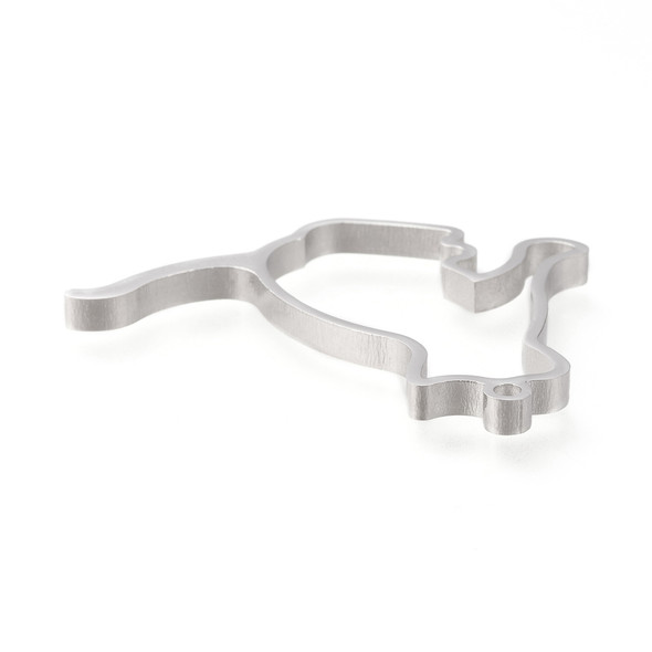 Bezel Pendant, Open Back, Cat, Stainless Steel, 32x40x3mm, 2 PCS