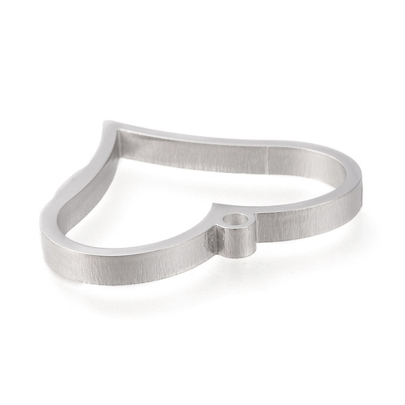 Bezel Pendant, Open Back, Heart, Stainless Steel, 25x30x3mm, 2 PCS
