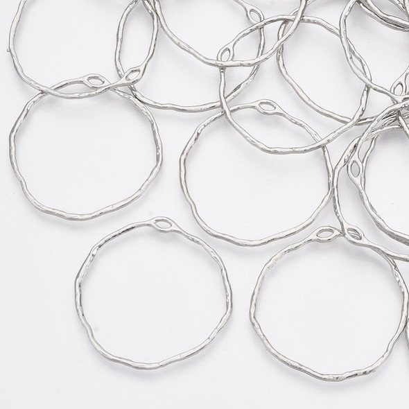 Bezel Pendant, Open Back, Textured Ring, Metal Alloy, 35x1.5mm, 10 PCS