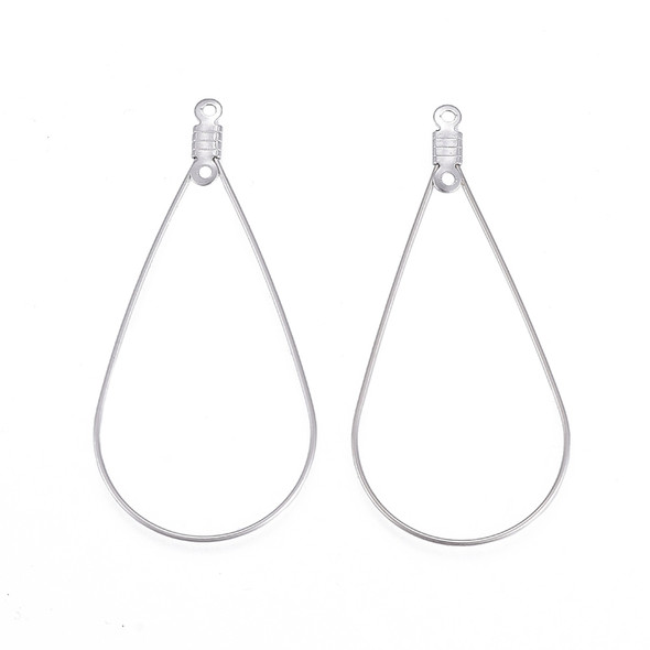 Ear Wires, Teardrop, 48x23mm, 24 gauge, Stainless Steel, 10 PCS