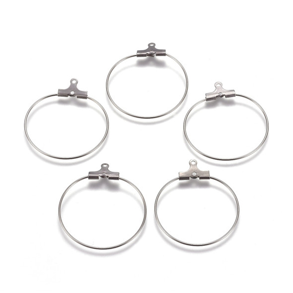Ear Wires, Hoop, 27mm, 21 gauge, Stainless Steel, 10 PCS