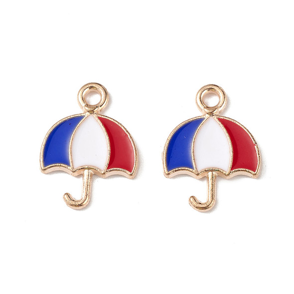 Enamel Charm, American Flag Umbrella, Metal Alloy, 16x12mm, 10 PCS