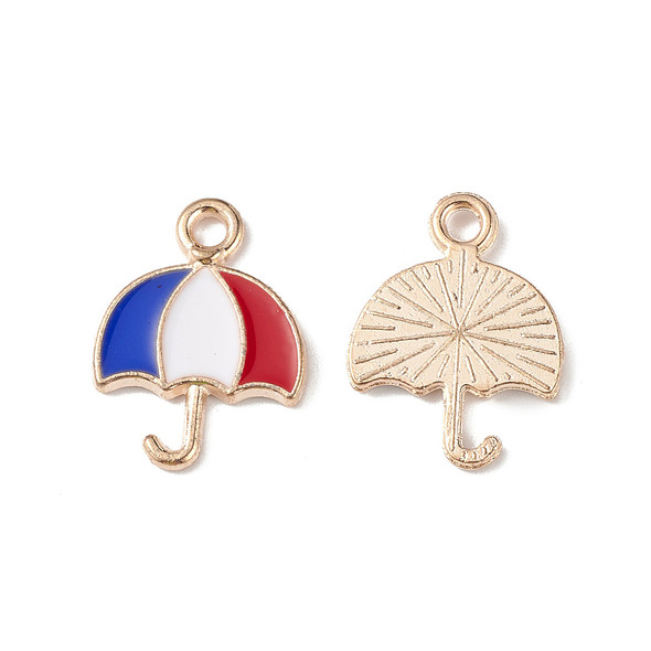 Enamel Charm, American Flag Umbrella, Metal Alloy, 16x12mm, 10 PCS